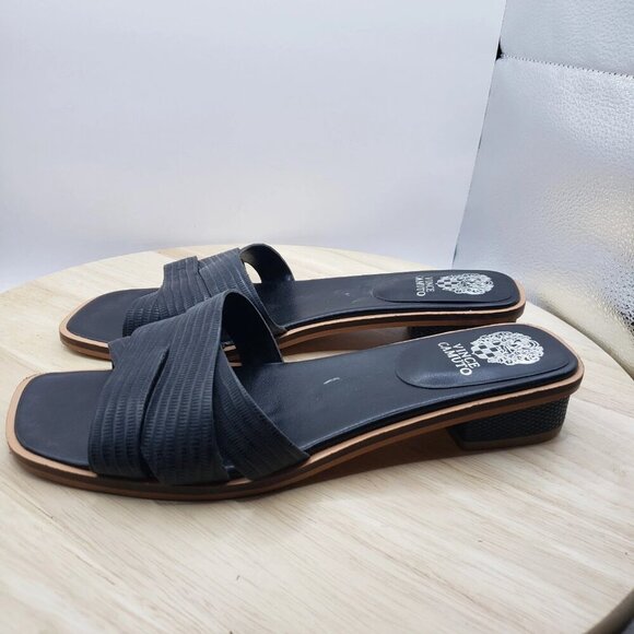 Vince Camuto Ydelle Crisscross Black Leather Slides Size size 8 M - Picture 1 of 8